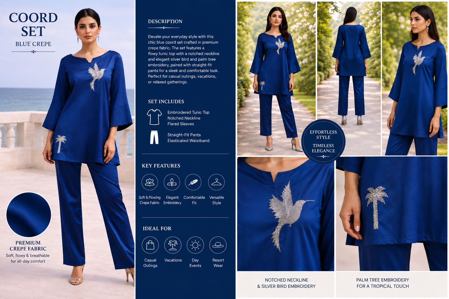 Why Blue Crepe Coord Sets Are the Perfect Blend of Comfort & Elegance