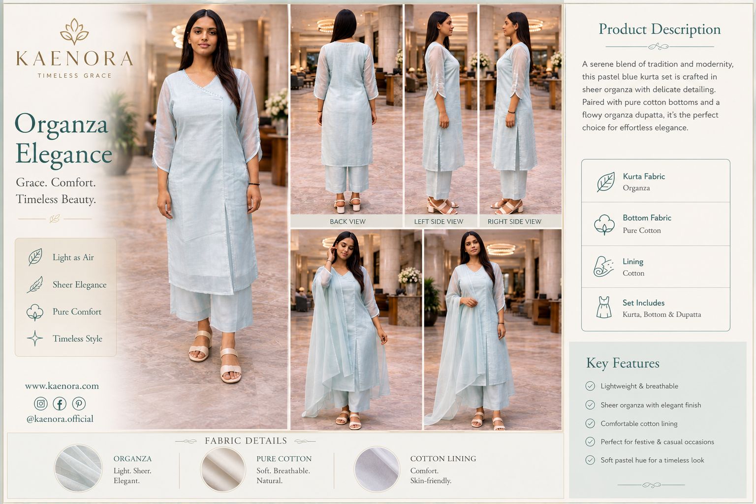 Elegant Organza Kurta Sets: The Perfect Blend of Grace & Comfort by KAENORA